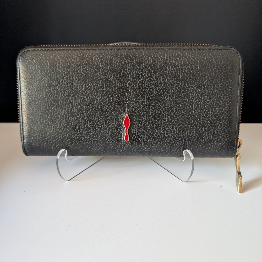 Christian Louboutin Black Leather Zipper Wallet
